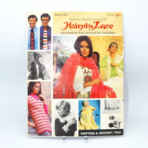 Vintage Hairpin Lace Knit & Crochet Pattern Book 1760 Grannycore 1970's - Picture 1 of 4